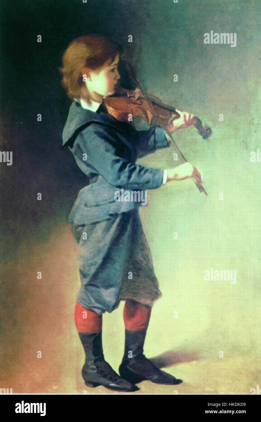 Garçon avec violon par I.Makarov Banque D'Images
