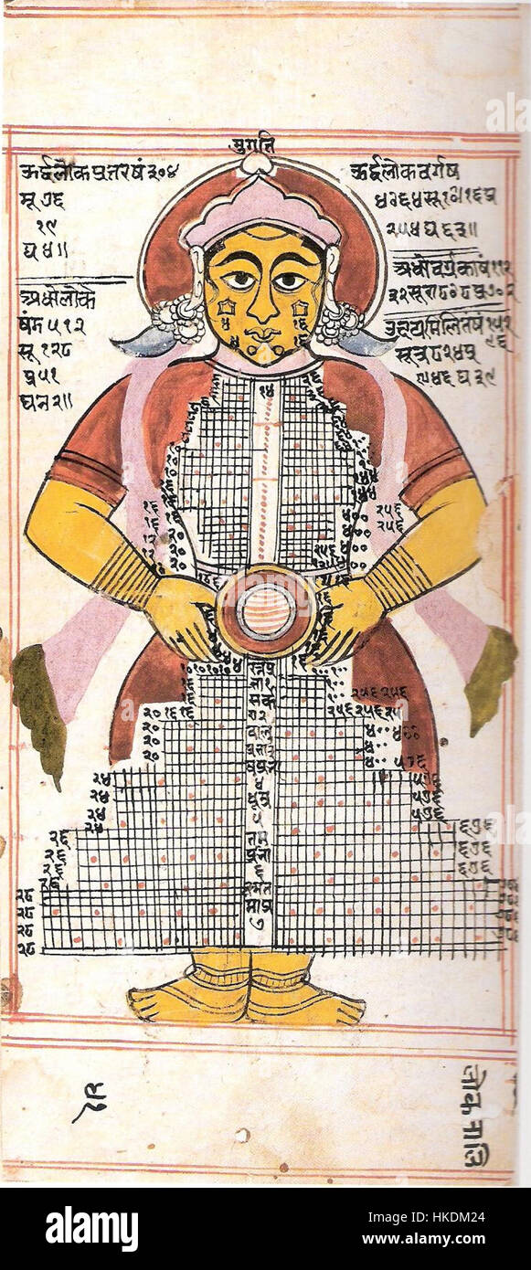 Une peinture à l'huile abstraite intitulée 'homme cosmique', mettant en valeur une forme humaine entrelacée avec des éléments cosmiques, reflétant la fusion de l'existence humaine et de l'univers. L'illustration présente des couleurs vives et des motifs géométriques. Banque D'Images