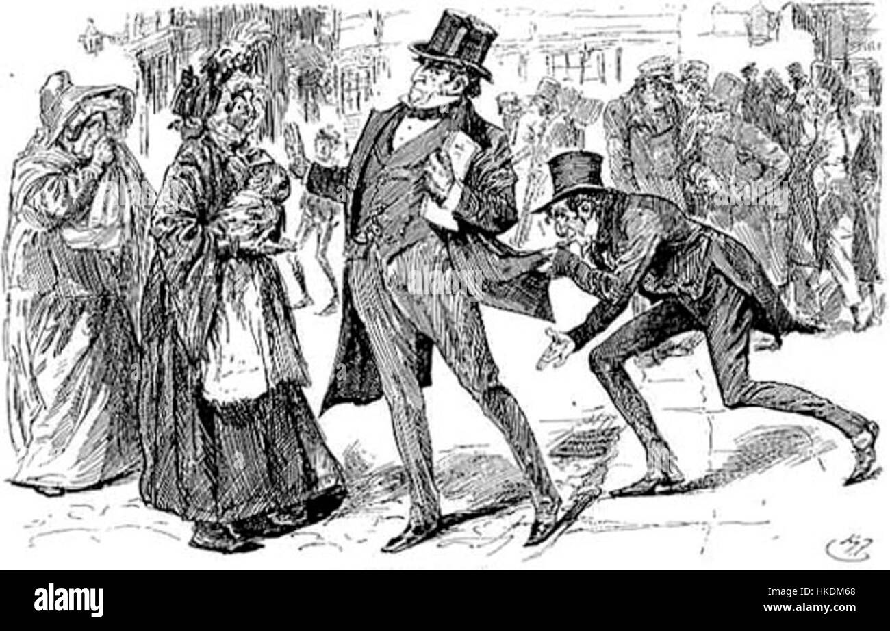 Une illustration de 1910 par Harry Furniss, représentant Mr. Jaggers et ses clients, personnages de "Great Expectations" de Charles Dickens. La pièce capture le contexte historique et littéraire avec de fins dessins et ombres, typiques de l'illustration du début du XXe siècle. Banque D'Images