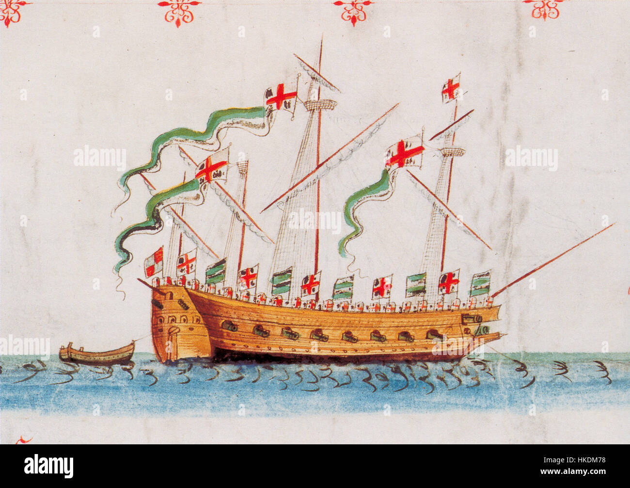 Le 'Anthony Roll 25 Tigre' fait partie d'un manuscrit historique présentant une représentation détaillée d'un tigre, mettant en évidence l'anatomie de l'animal et des marques uniques. Ce manuscrit donne un aperçu de l'étude et de la représentation de la faune sauvage au cours de la période de sa création. Banque D'Images