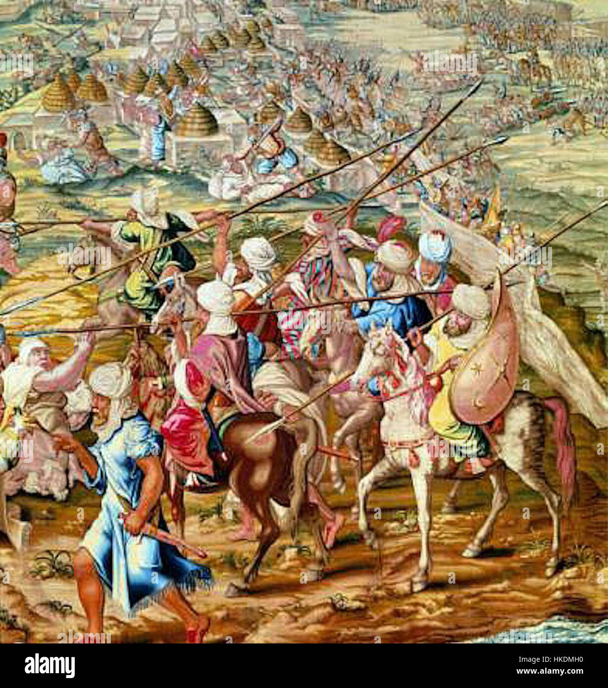 Ce tableau représente la conquête de Tunis en 1535, une importante campagne militaire menée par Charles V, empereur du Saint-Empire romain germanique, visant à récupérer la Tunisie de l'Empire ottoman. Banque D'Images