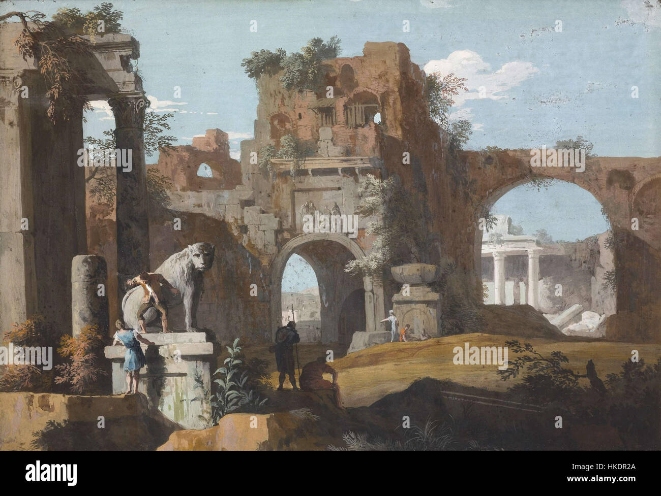 Marco Ricci un paysage classique avec des ruines Banque D'Images
