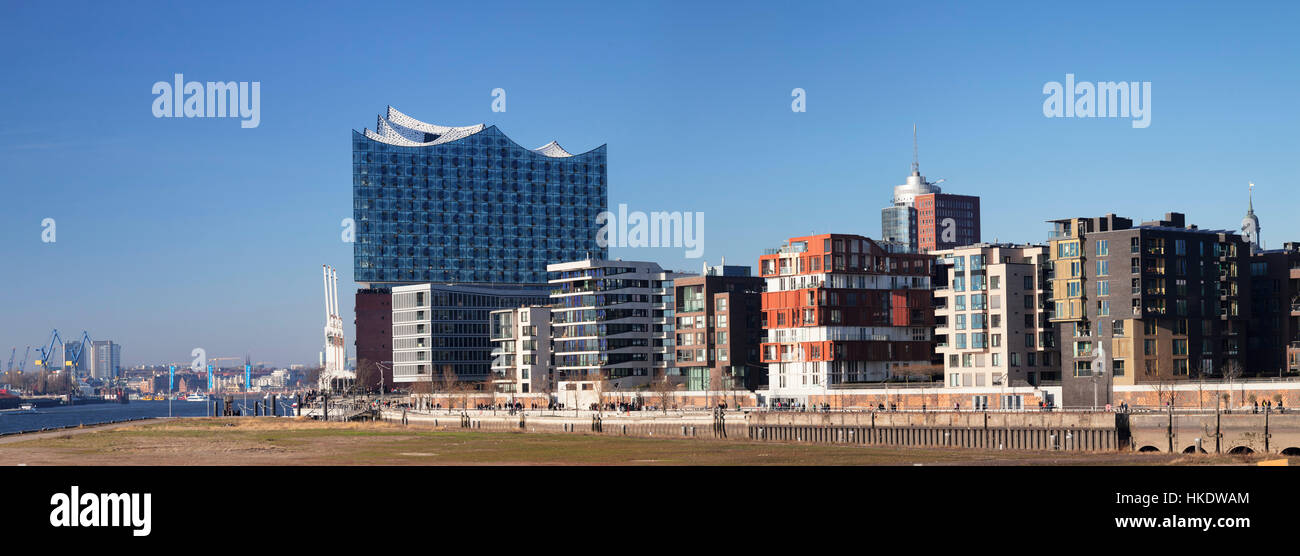 Vue de la de l'Elbphilharmonie Terrasses Marco Polo, HafenCity, Hambourg, Allemagne Banque D'Images