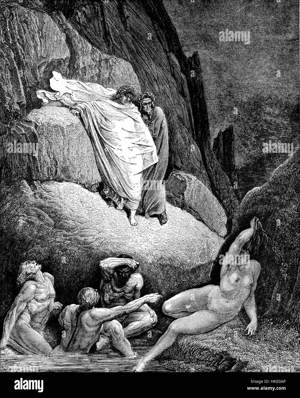 DVinfernoShadeOfThais m est une œuvre d'art explorant des thèmes dramatiques et émotionnels avec un accent sur la narration visuelle. L'œuvre capture des scènes intenses avec un pinceau et une composition magistraux. Banque D'Images