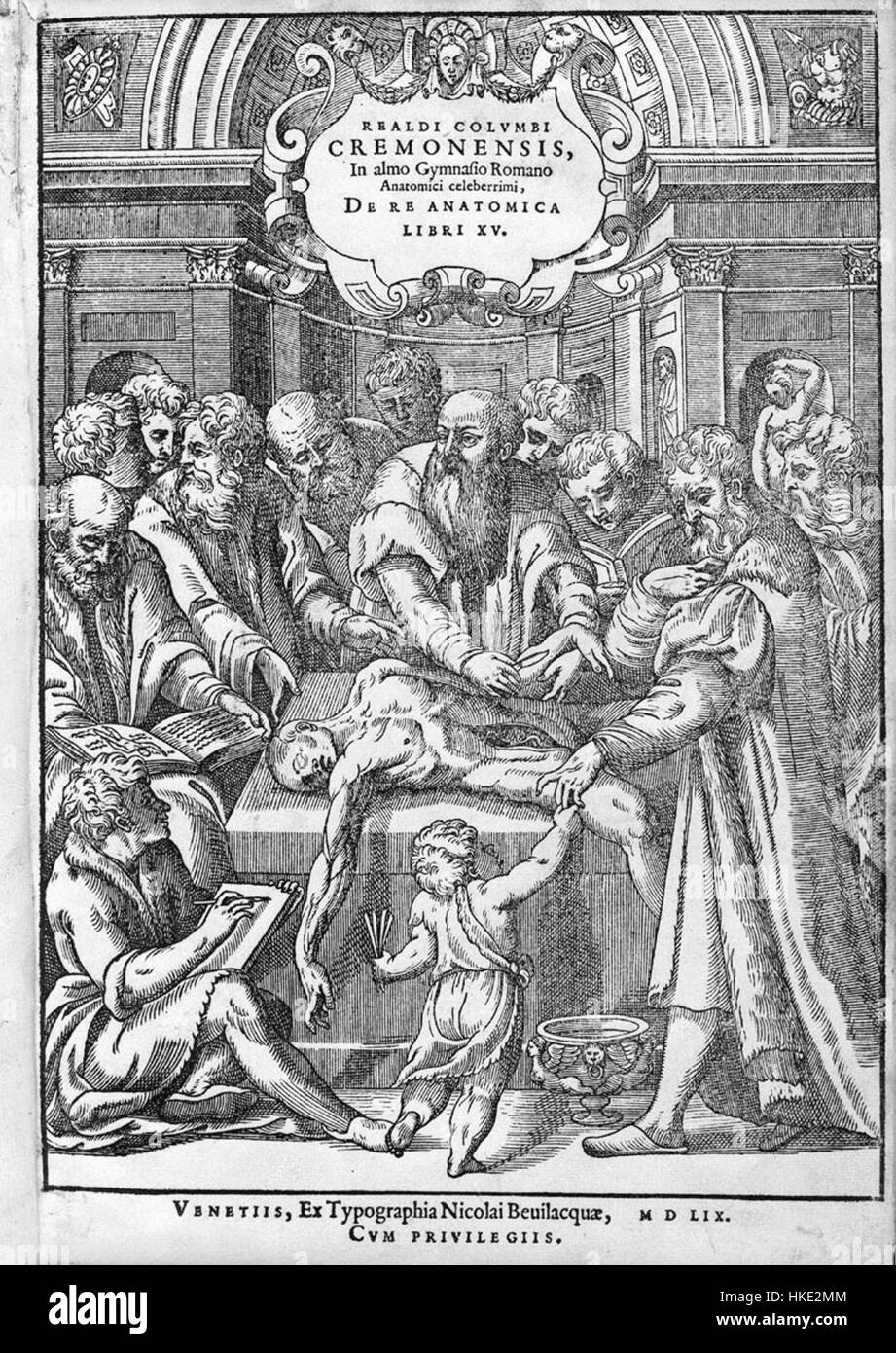 'De Re Anatomica' est une illustration anatomique historique, mettant en valeur l'étude détaillée de l'anatomie humaine. Ce travail fait partie de l'héritage scientifique de l'art anatomique, offrant un aperçu de la compréhension médicale précoce. Banque D'Images