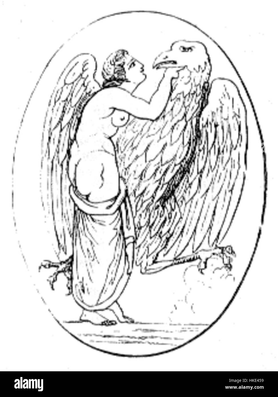 Ce dessin représente la figure classique de Hebe, la déesse grecque de la jeunesse. Hebe est souvent représentée dans l'art comme une jeune femme servant le nectar aux dieux, symbolisant la vitalité et le renouveau. Le croquis capte sa grâce et sa présence divine, caractéristiques des représentations mythologiques dans les anciennes Banque D'Images