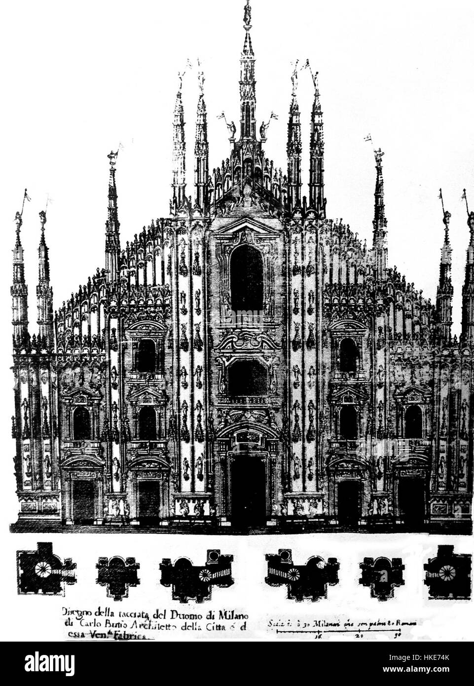 Milano Progetto barocco per la facciata del Duomo Banque D'Images