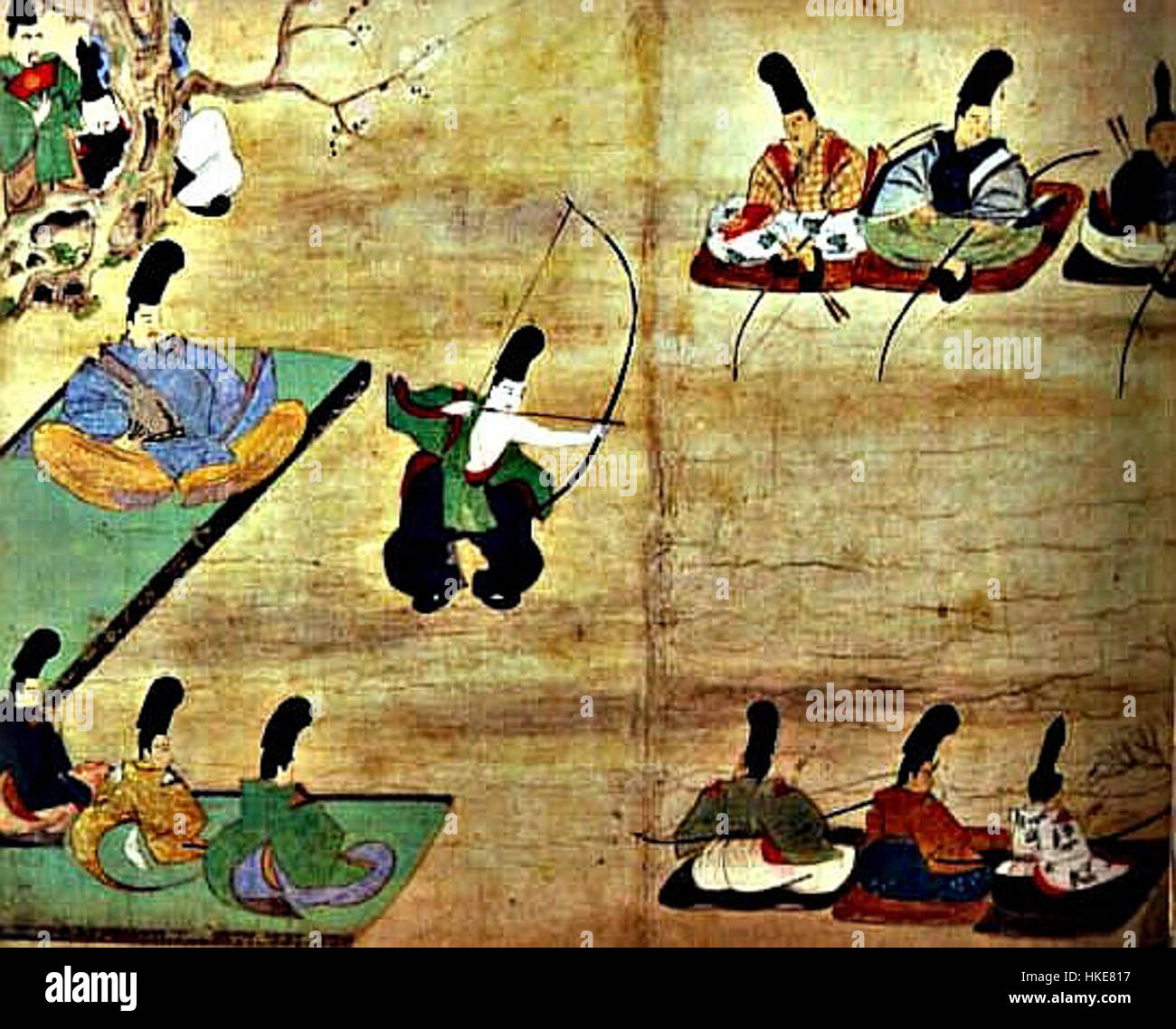 Kyujutsu fait référence à l'art traditionnel japonais du tir à l'arc, en se concentrant sur l'habileté, la discipline et la philosophie du tir avec un arc. Cette œuvre représente la précision et l’élégance de la pratique, souvent entrelacées avec les principes zen. Banque D'Images