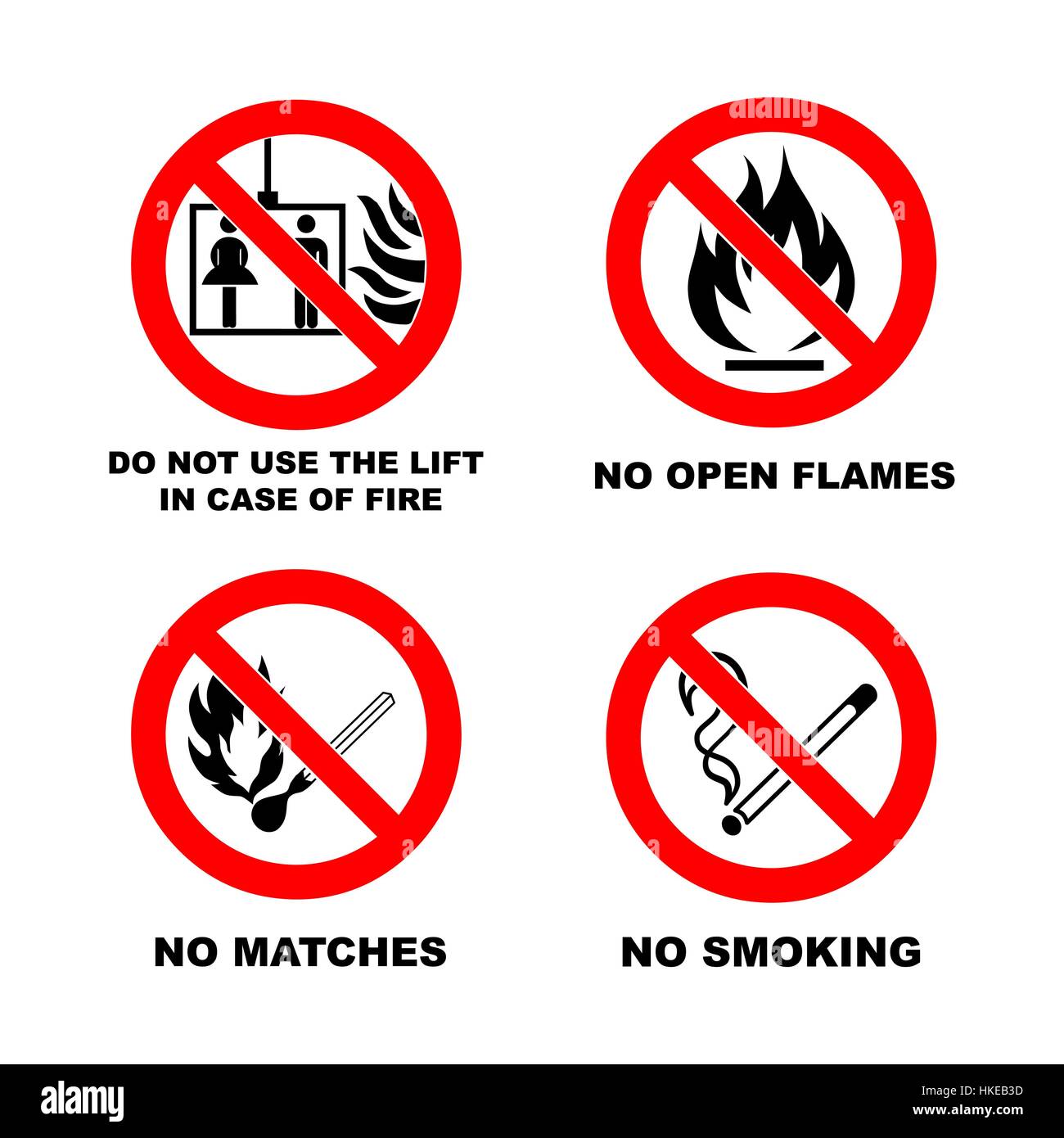 Pas de cigarettes, pas de flamme, pas de correspondance, pas d'ascenseur. Illustration de Vecteur