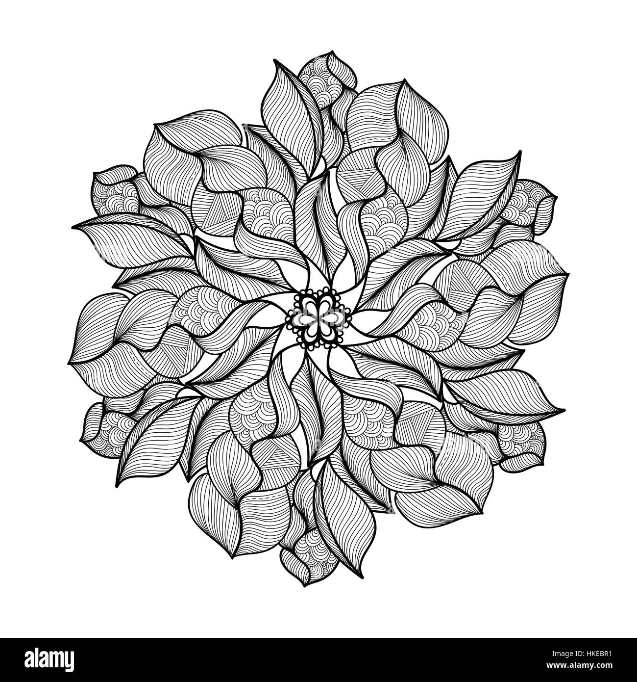 Mandala. Ornement rond noir et blanc. Vector illustration. Illustration de Vecteur