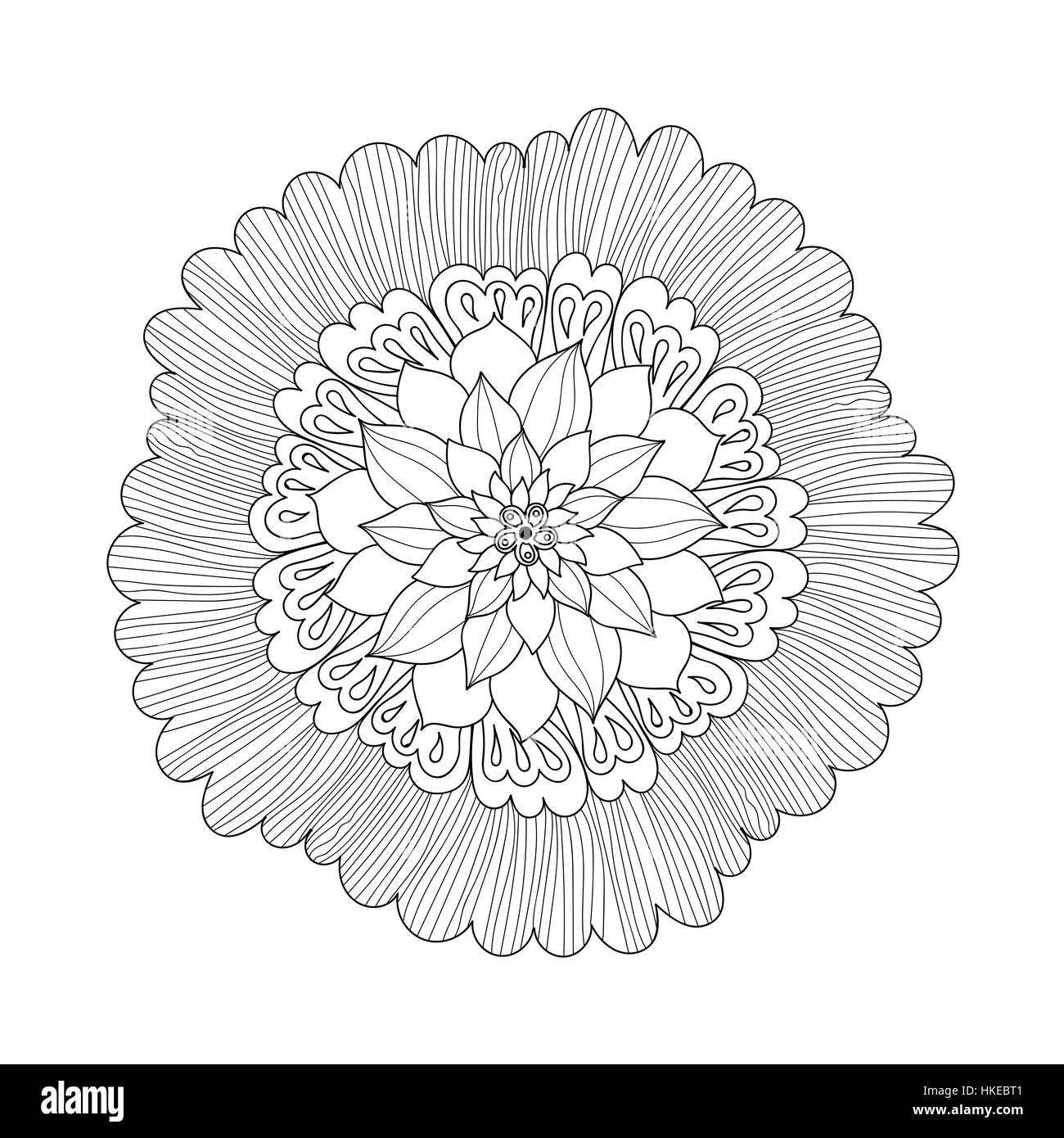 Mandala. Ornement rond noir et blanc. Vector illustration. Illustration de Vecteur