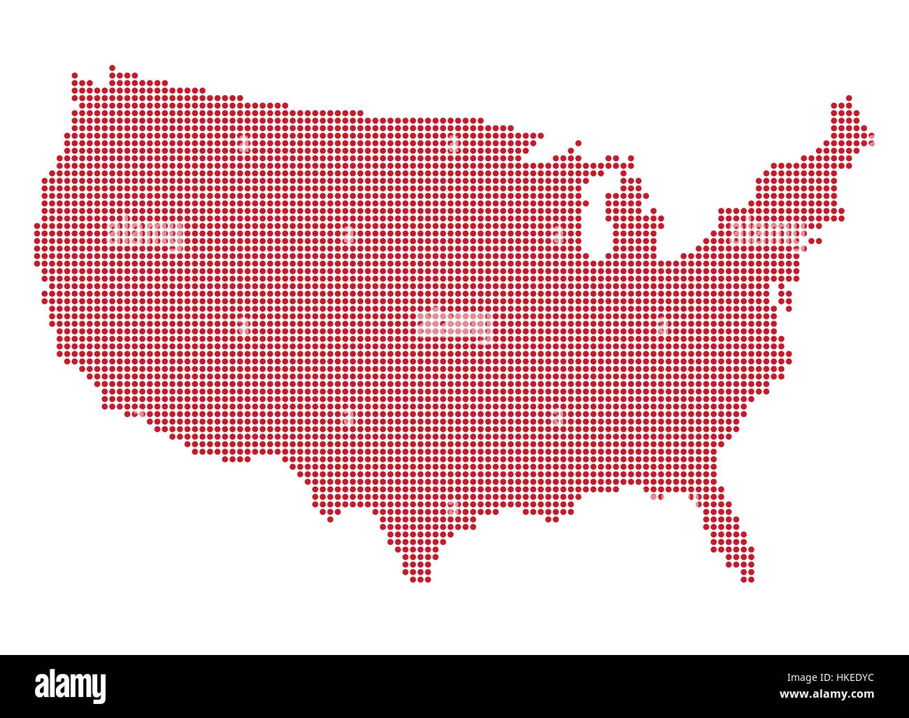 Une carte à points USA en rouge isolé sur fond blanc Banque D'Images Une carte à points USA en rouge isolé sur fond blanc Banque D'Images