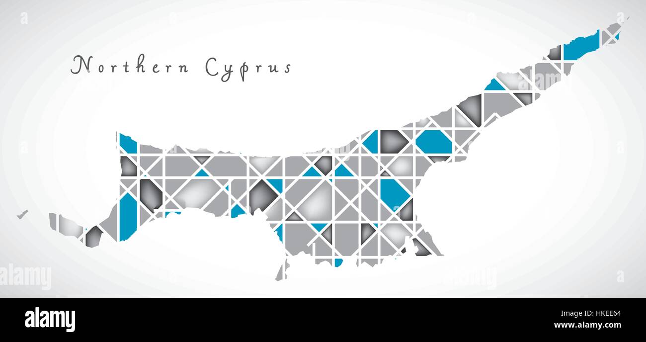 Chypre du Nord La carte diamond crystal art style illustration Illustration de Vecteur