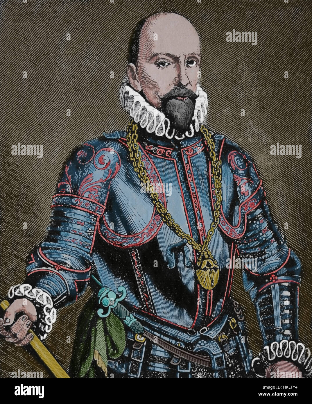 Alvaro de Bazan, 1er marquis de Santa Cruz de Mudela (1526-1588). L'amiral espagnol. Portrait. Gravure, 19ème siècle. Banque D'Images
