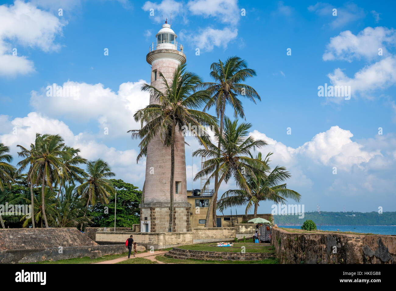 Belle vue avec phare de vieux fort colonial dans Galle Sri Lanka Banque D'Images