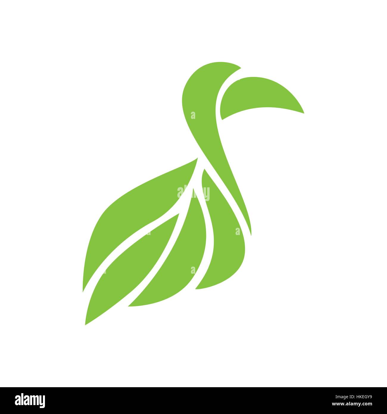 Oiseau vert avec bec grande composition sur fond blanc Illustration de Vecteur