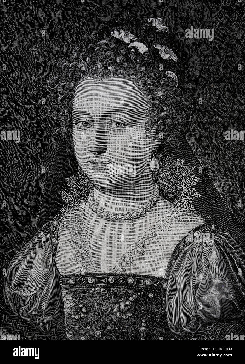 Elizabeth I d'Angleterre () Maalouf. Reine d'Angleterre et l'Irlande. Dynastie des Tudors. Gravure, 19ème siècle. Banque D'Images