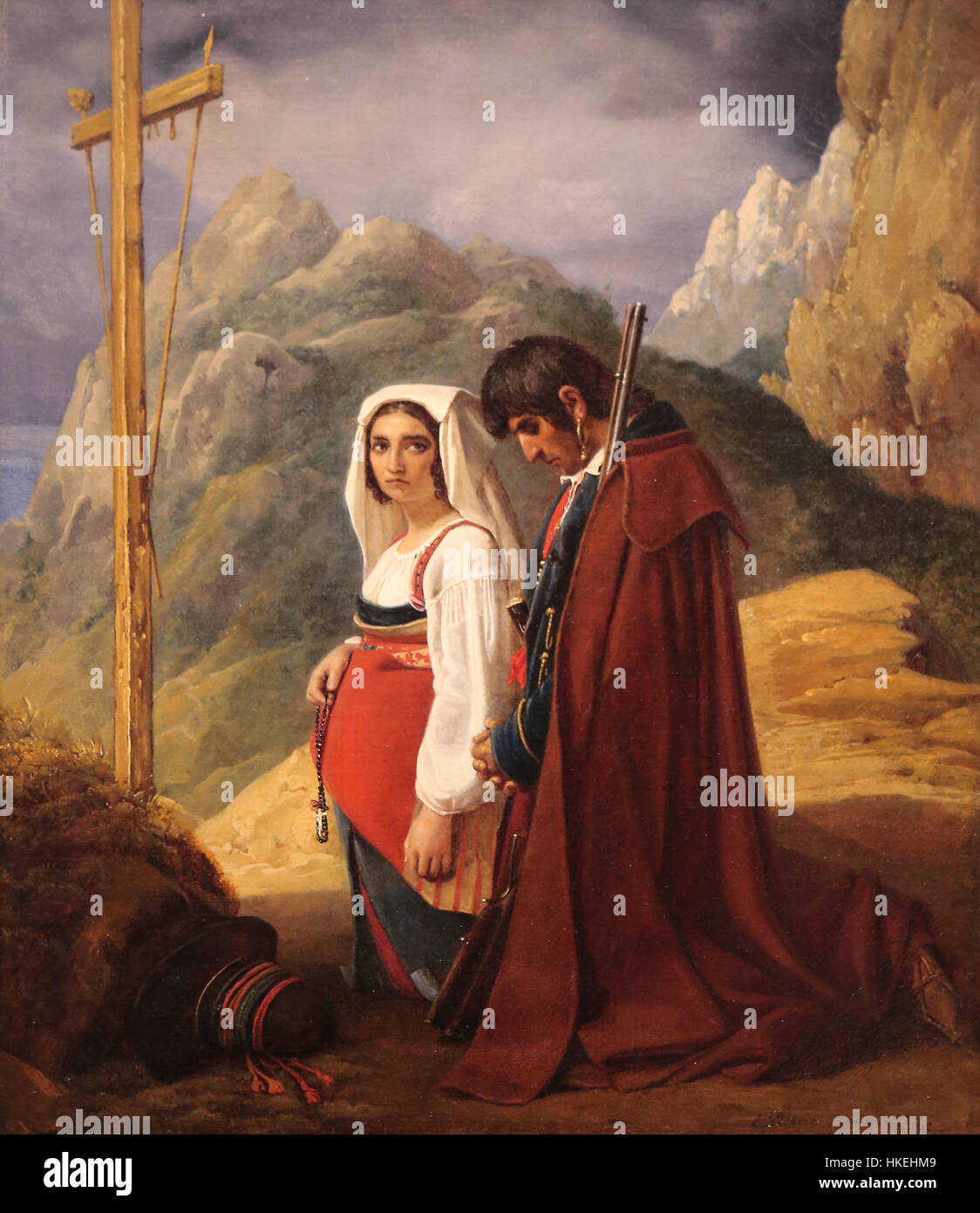 Brigand et sa femme dans la prière, 1824. Huile sur toile, de Léopold Robert (1794-1835). Metropolitan Museum of Art de New York. Usa. Banque D'Images