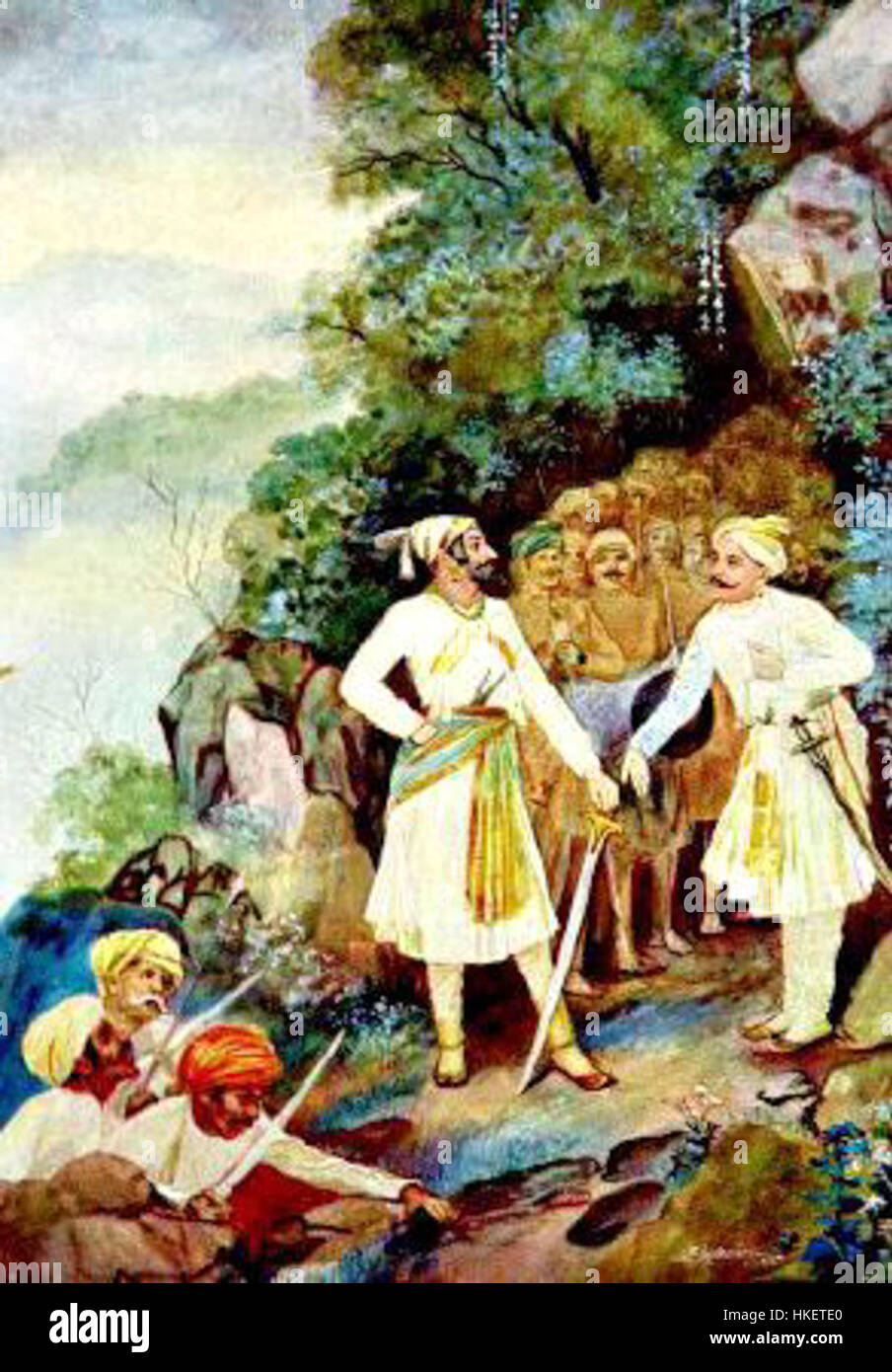 Shivaji Maharaj et Baji Prabhu à Pawan Khind Banque D'Images
