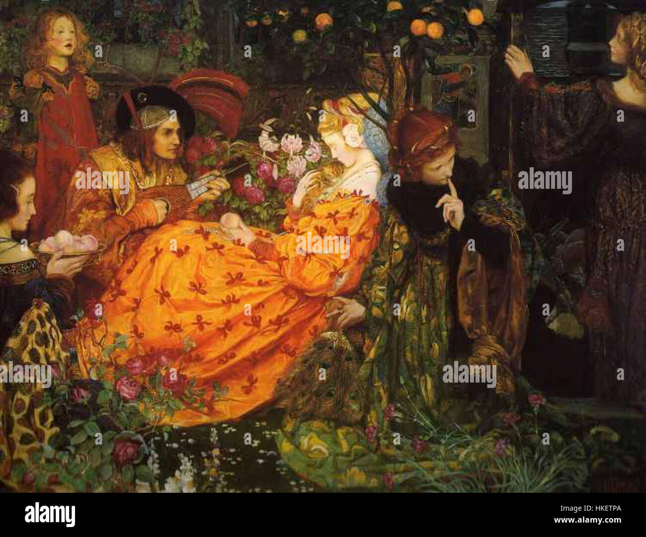 Cette œuvre de riches Brickdale capture la représentation gracieuse de personnages, mettant en valeur le style de l'époque victorienne avec un accent sur les vêtements détaillés et les paramètres historiques. Banque D'Images