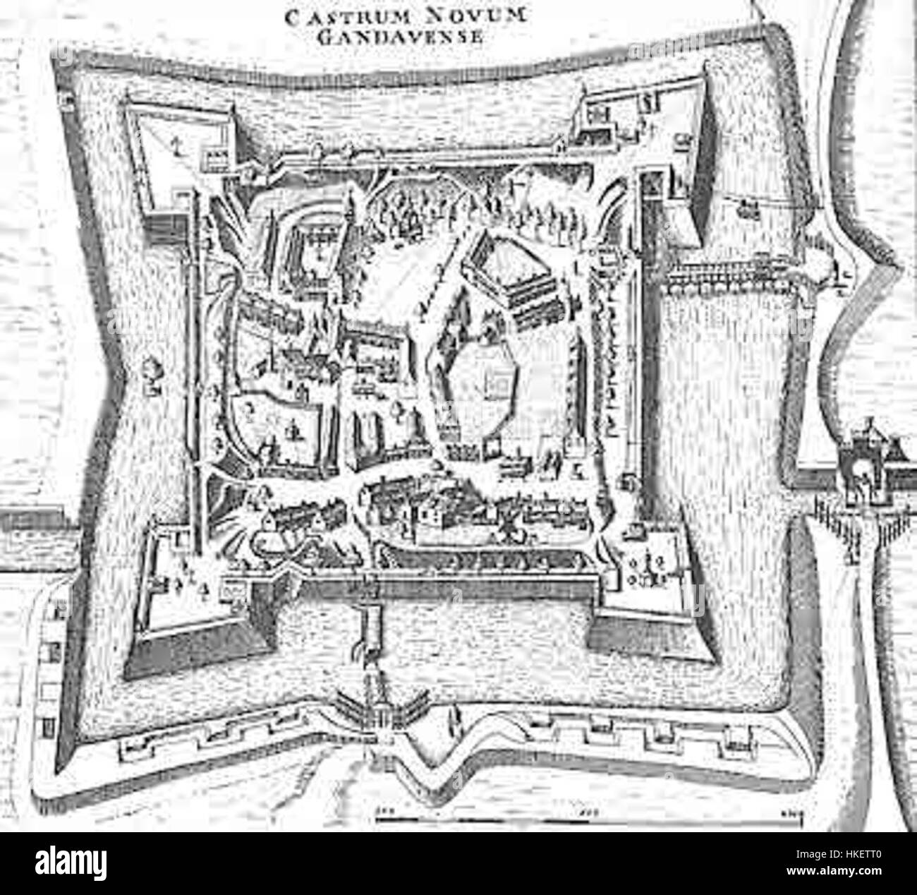 Cette œuvre de 1641 par Hondius représente le Spanjaardenkasteel, un bâtiment historique remarquable aux pays-Bas. La peinture met en valeur la structure architecturale et son importance au XVIIe siècle. Banque D'Images