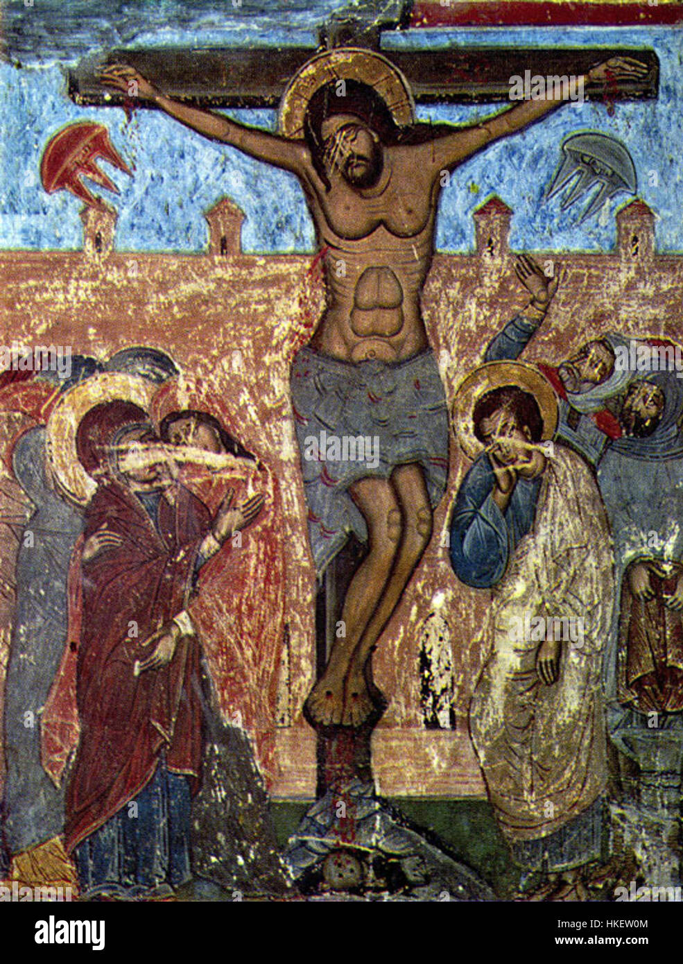 Fresque de Svetitskhoveli. Crucifixion Banque D'Images