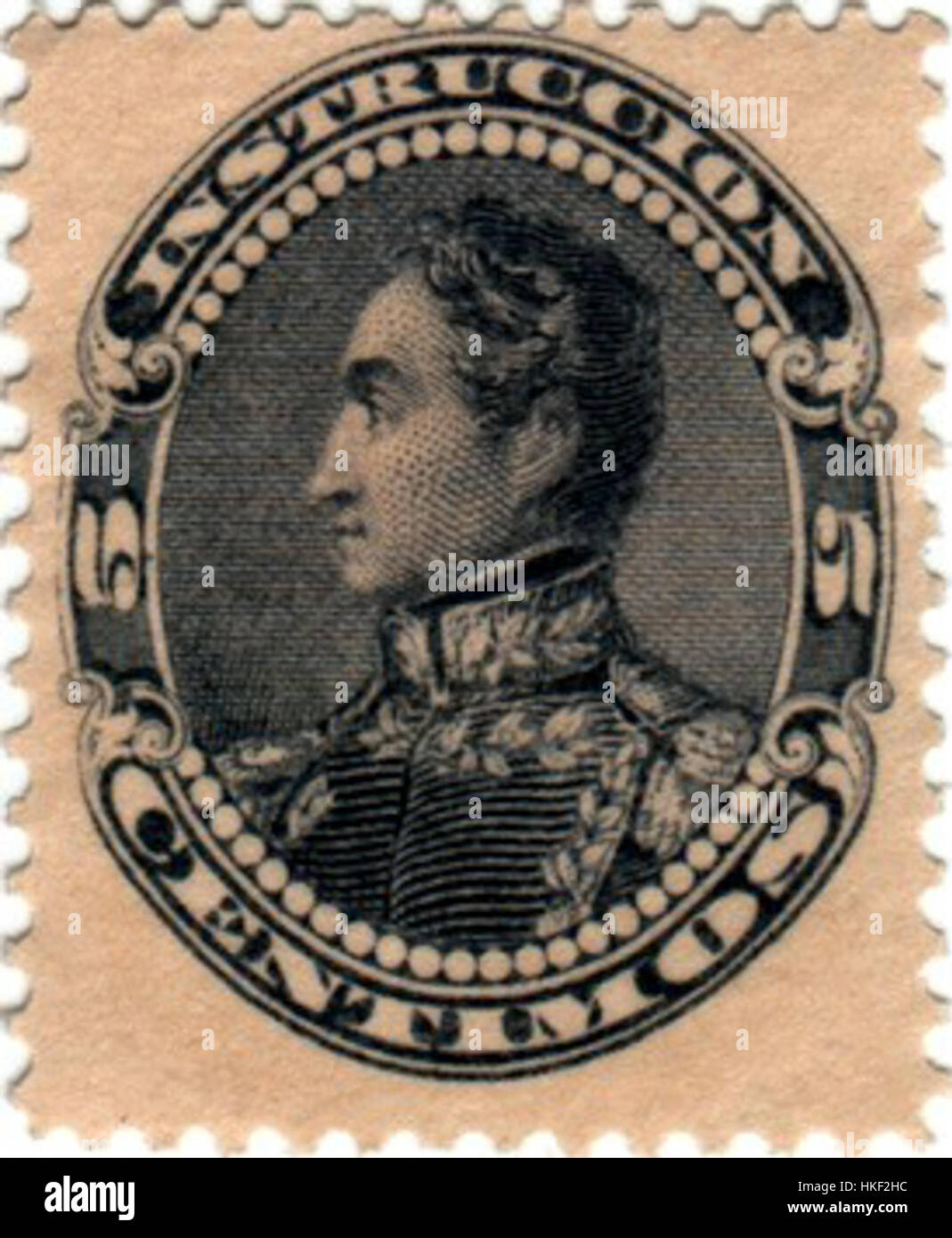 Busto de perfil de Simon Bolivar 5 100 1893 Banque D'Images