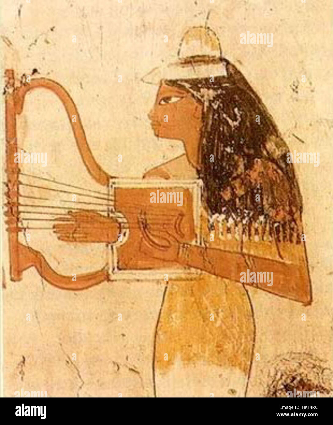 Une représentation artistique d'une ancienne lyre égyptienne, un instrument de musique à cordes, mettant en valeur son design et son importance culturelle dans la société égyptienne. Banque D'Images