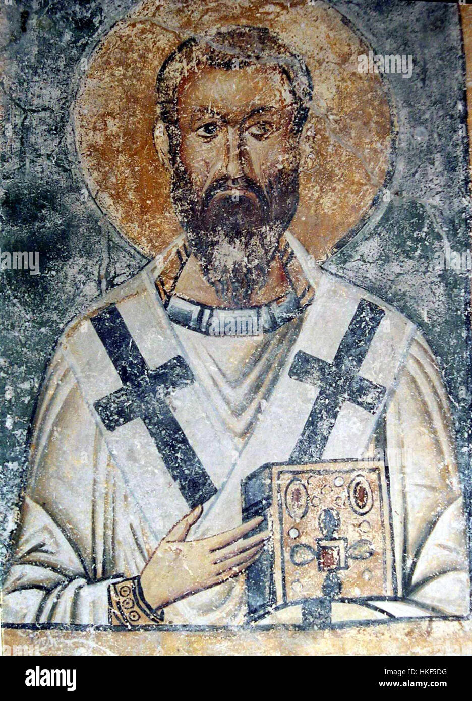 Les fresques de l'église Sophia d'Ohrid représentent un exemple clé des religieux byzantins Ces fresques du XIe siècle capturent des scènes bibliques complexes et la signification spirituelle de l'église, conservées comme d'importantes œuvres d'art culturelles et historiques. Banque D'Images