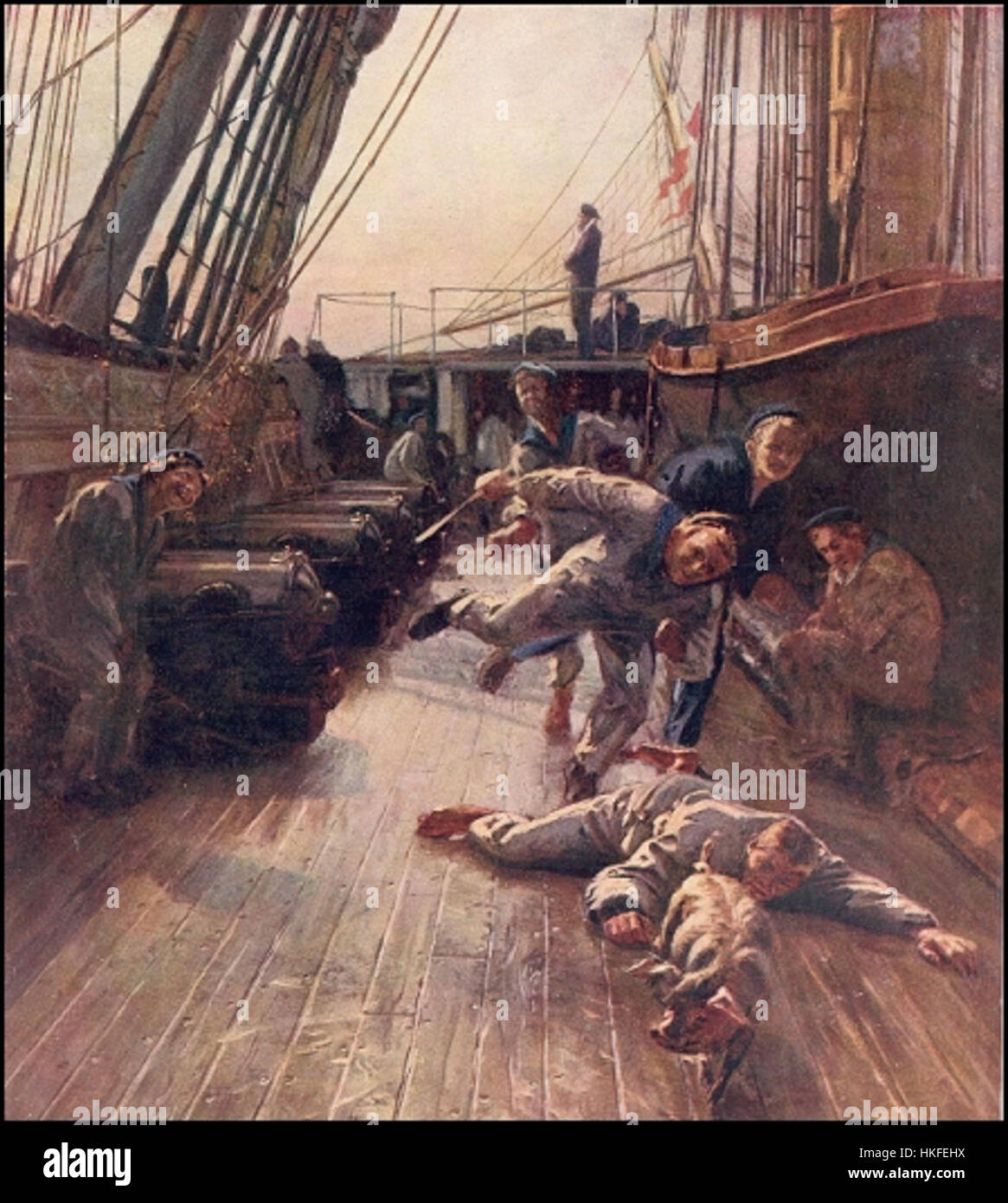 'Skibsgris2' est une peinture maritime représentant un navire, reflétant le style artistique traditionnel du XVIIIe siècle. L'art maritime représente souvent des navires, des marins et des scènes navales, mettant en valeur l'importance historique de la navigation à l'époque. Cette peinture incarne l’artisanat détaillé typique de l’œuvre nautique de l’époque. Banque D'Images