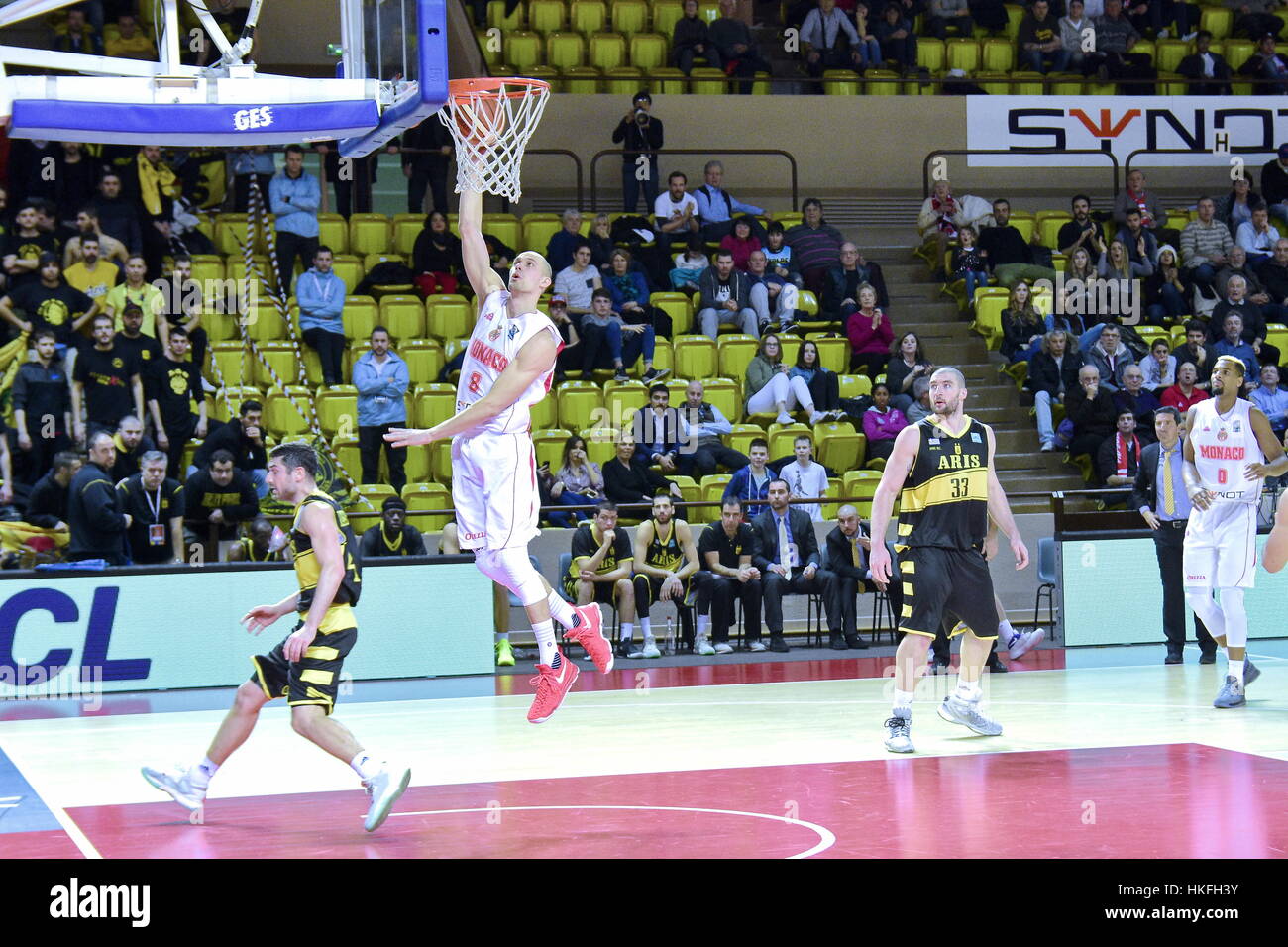 Monaco. 26 janvier, 2017. Basket-ball ligue des champions Europa que Monaco - Aris Salonique (80-66). Crédit : Philippe Lombard/Pacific Press/Alamy Live News Banque D'Images