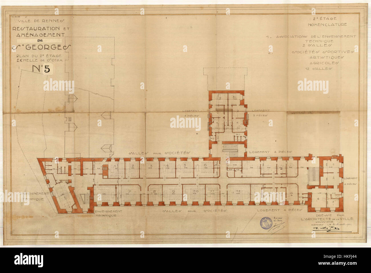 Cette peinture représente le Palais Saint Georges à Rennes, en France, mettant en valeur sa beauté architecturale et son importance historique. Le Palais est un point de repère important dans la ville de Rennes, connu pour sa fonction historique de bâtiment gouvernemental. Banque D'Images