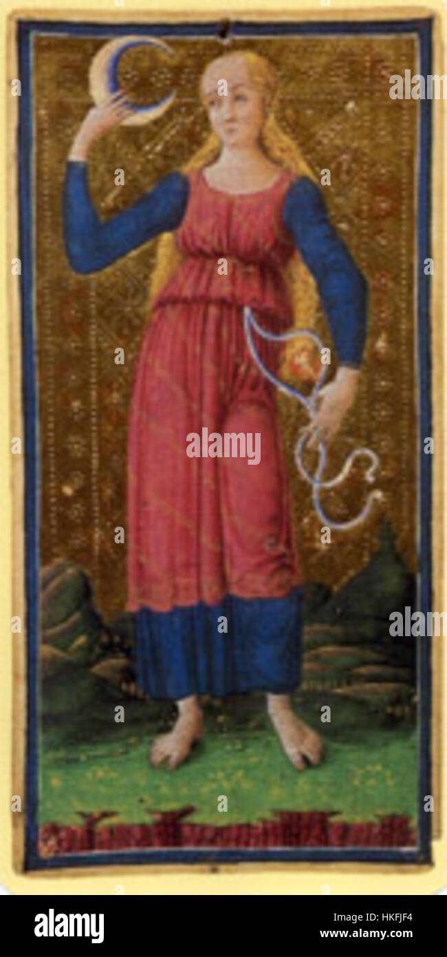 Tarot Visconti Sforza lune. Banque D'Images