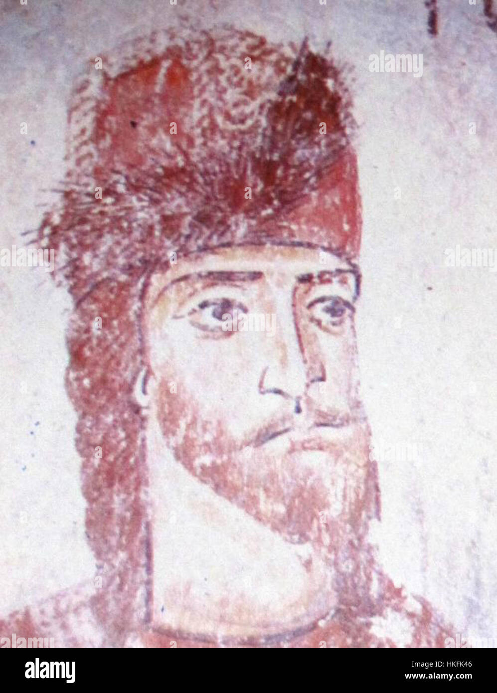 La fresque Krikhi, attribuée à l'artiste Kvariani, est un exemple significatif de religieux géorgiens du XIe siècle Cette fresque est connue pour sa représentation vibrante de thèmes sacrés et son rôle dans la vie culturelle et religieuse de l'époque. Il met en valeur les influences byzantines sur l'art géorgien pendant la période médiévale, avec une iconographie détaillée et des couleurs vives. Banque D'Images