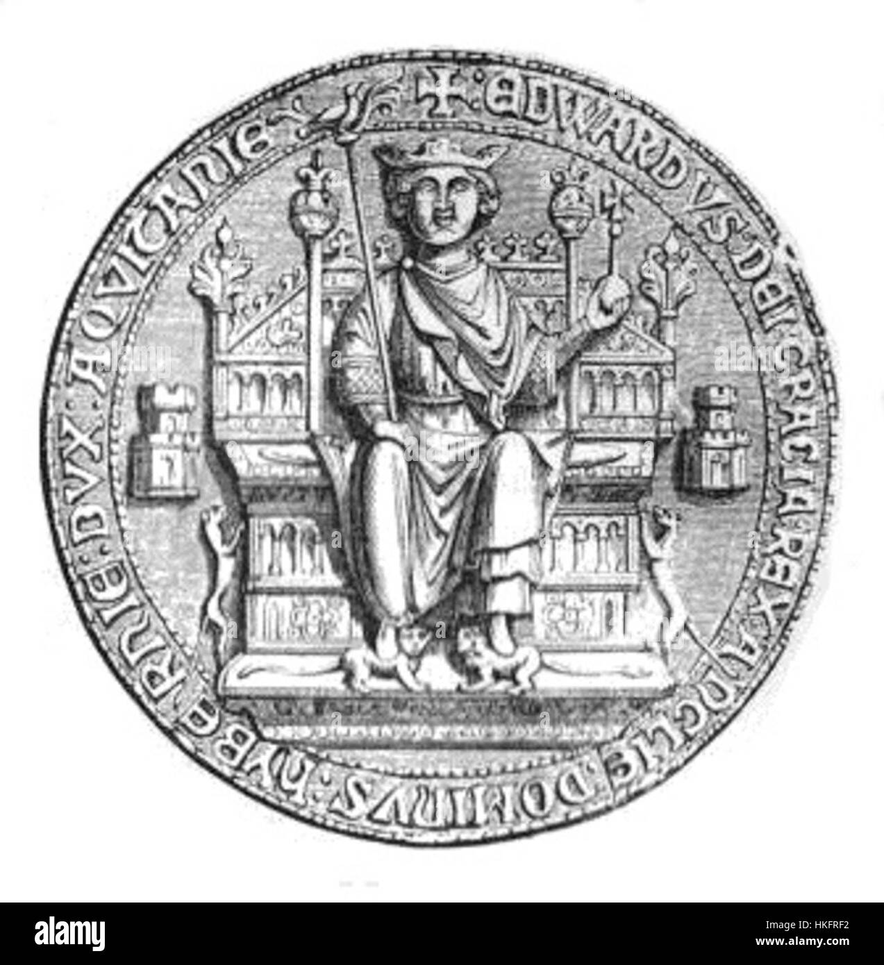 Le sceau d'Édouard II représente un artefact historique important du règne du roi Édouard II d'Angleterre. Il représente l'insigne royal du roi, utilisé dans les documents officiels pour authentifier et valider les décrets royaux et les communications. Banque D'Images