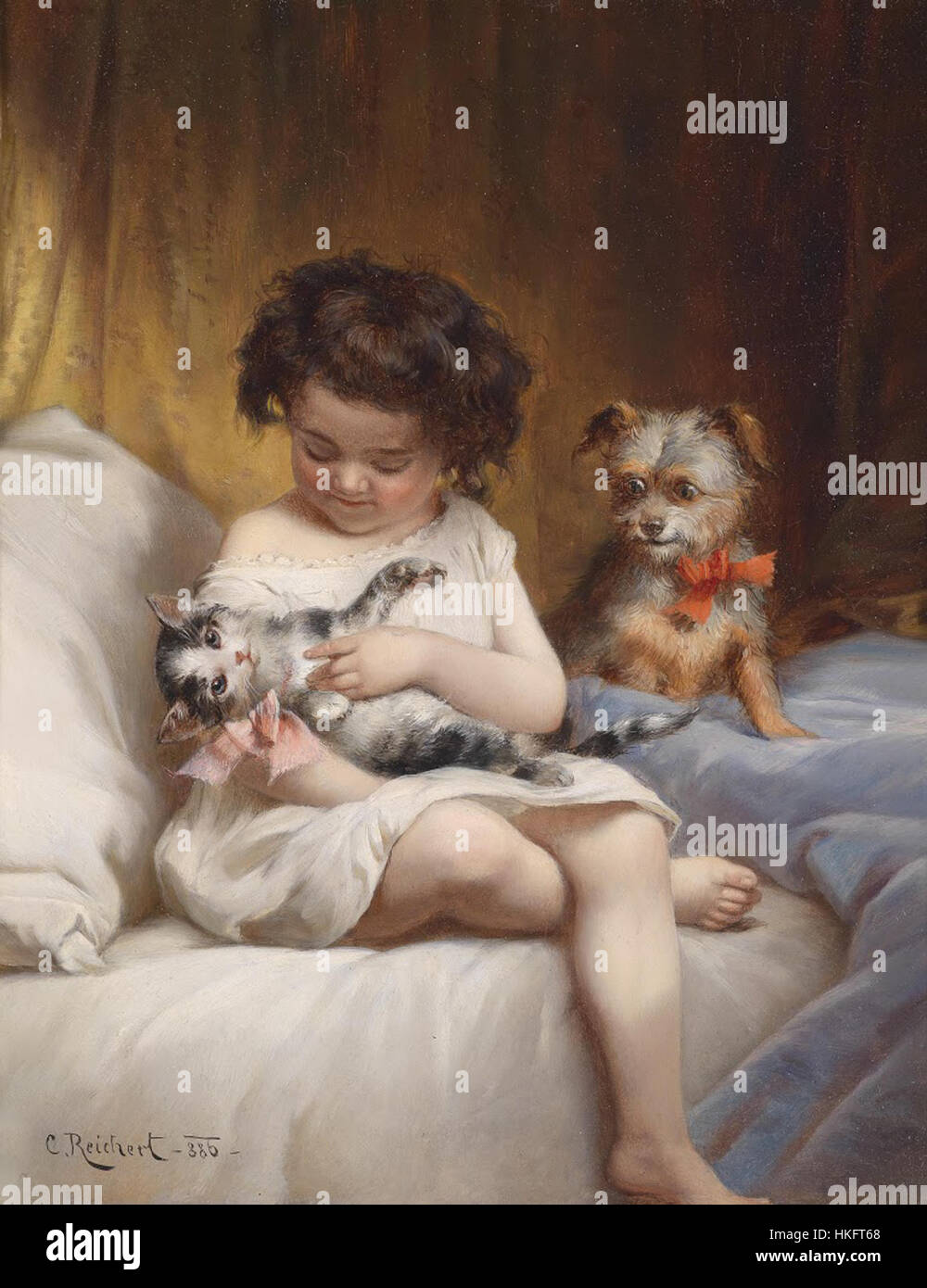 Carl Reichert était un artiste autrichien renommé du XIXe siècle connu pour ses peintures détaillées d'animaux. Ce travail met en valeur sa maîtrise dans la représentation de sujets naturels avec des textures réalistes et des couleurs vibrantes, lui valant la reconnaissance comme figure de proue dans le domaine des animaux accueillis Banque D'Images
