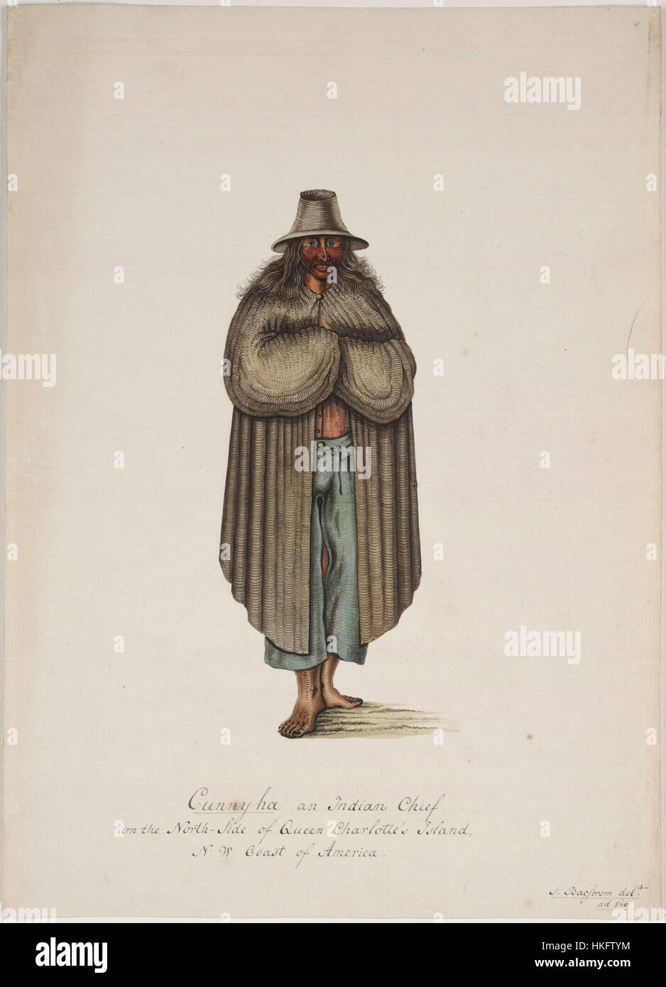 Cunnyha un chef indien sur le côté nord de l'île de la Reine Charlotte, N.W. Côte de l'Amérique, Banque D'Images