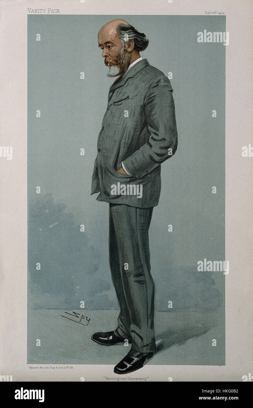 Cette lithographie couleur de Sir L. Ward représente Sir Oliver Joseph Lodge, un physicien et spiritualiste britannique renommé. Le portrait illustre les contributions importantes de Lodge à la science et son rôle dans la pensée scientifique du début du XXe siècle. Banque D'Images