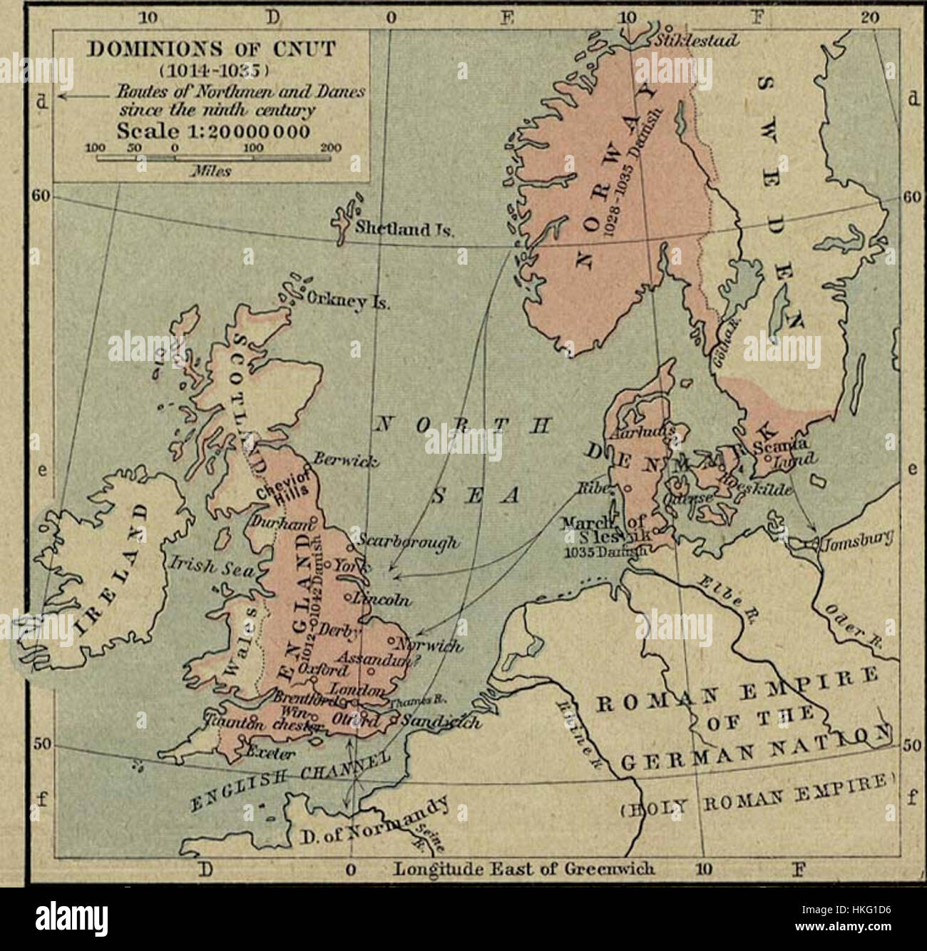Cette œuvre représentant l'Angleterre à l'époque de Cnut le Grand illustre le Royaume anglo-saxon au début du XIe siècle. La pièce offre une représentation visuelle de l'atmosphère politique, culturelle et sociale de l'Angleterre sous le règne de Cnut. Banque D'Images