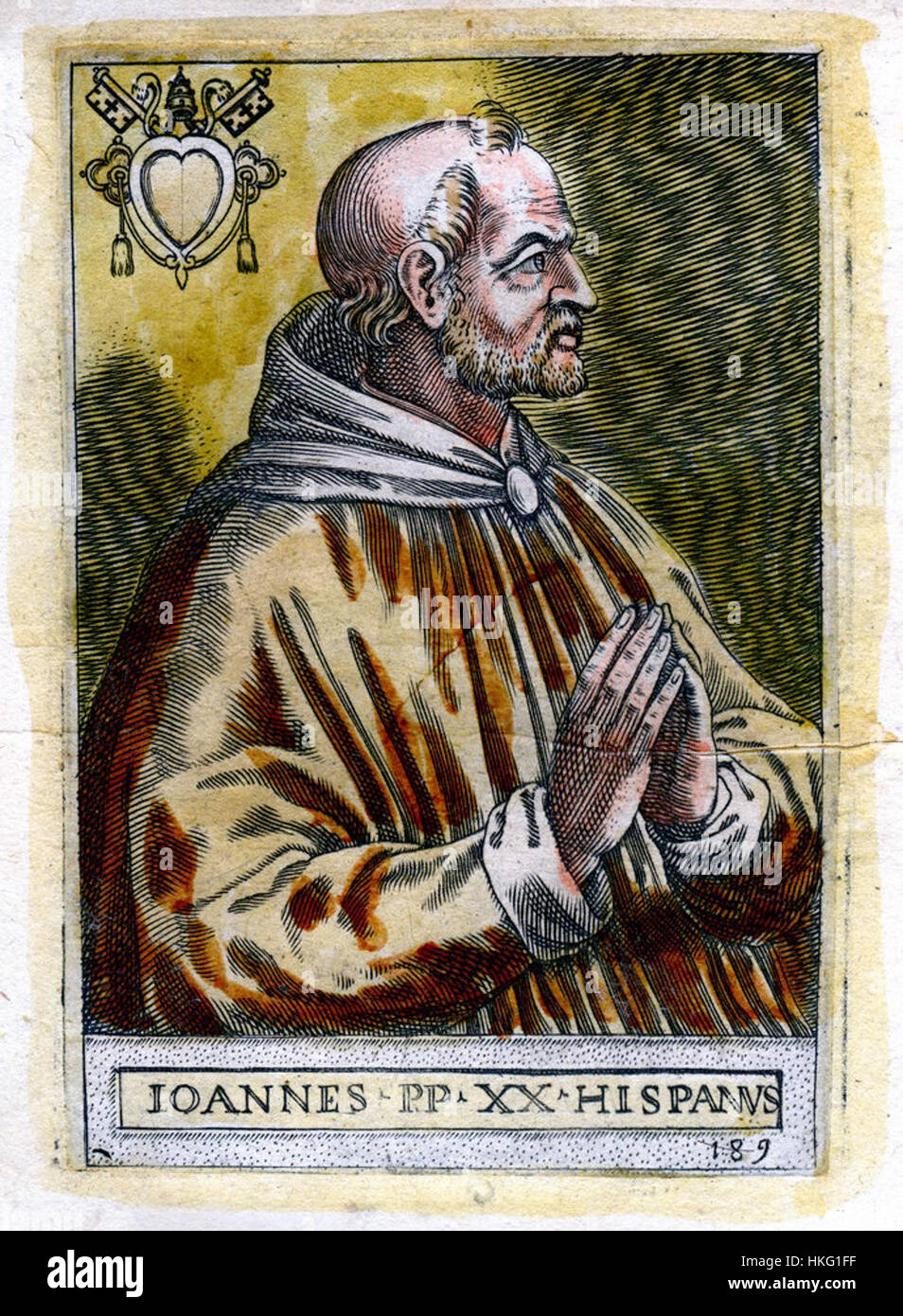 Portrait du pape Jean XXI, figure importante de l’Église catholique romaine. Cette œuvre représente la ressemblance du Pape pendant sa papauté au début du XIIIe siècle. Banque D'Images Portrait du pape Jean XXI, figure importante de l’Église catholique romaine. Cette œuvre représente la ressemblance du Pape pendant sa papauté au début du XIIIe siècle. Banque D'Images