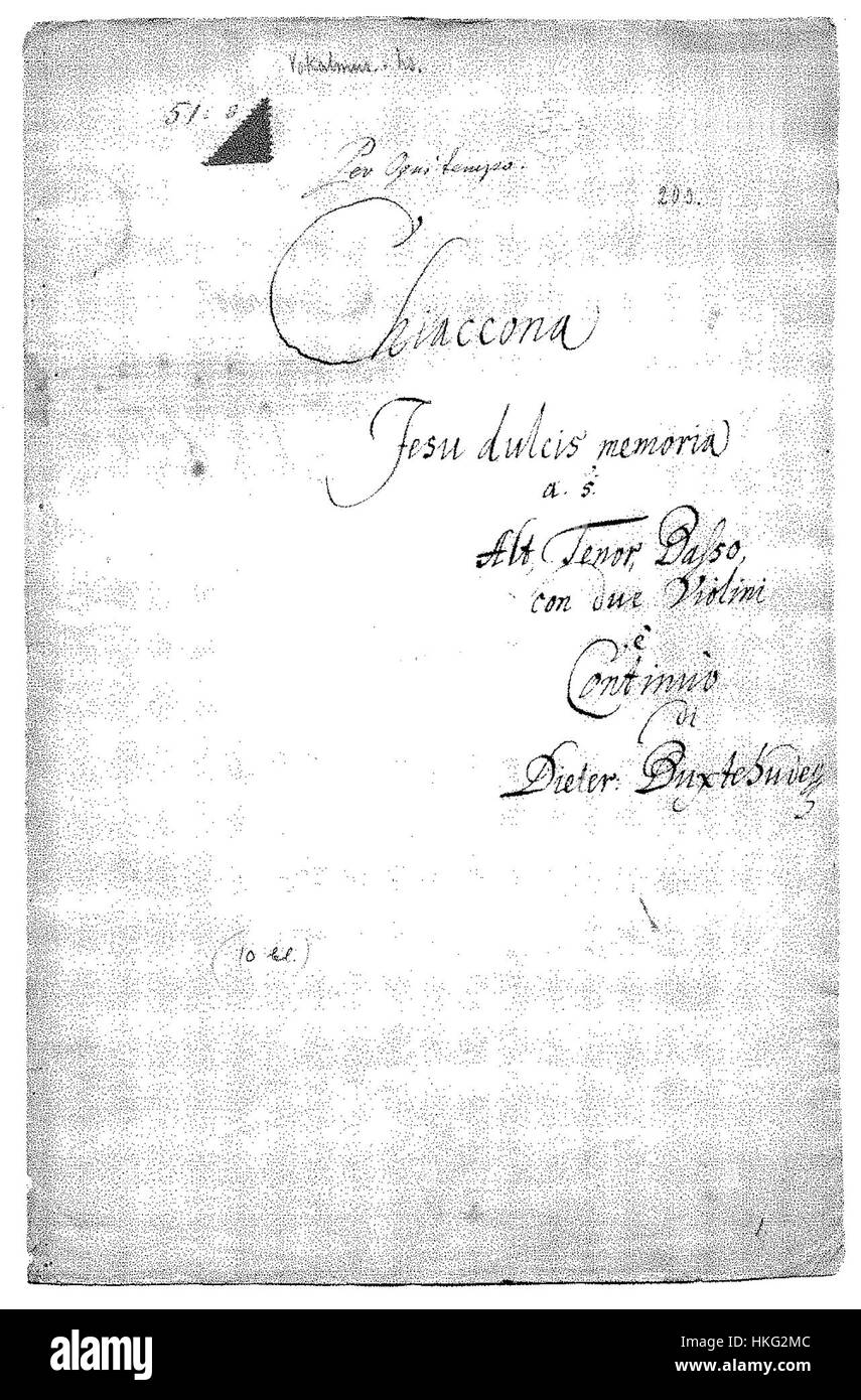 Une composition musicale de Dietrich Buxtehude, 'Jesu dulcis memoria' (BuxWV 57), une pièce de musique baroque sacrée. Banque D'Images