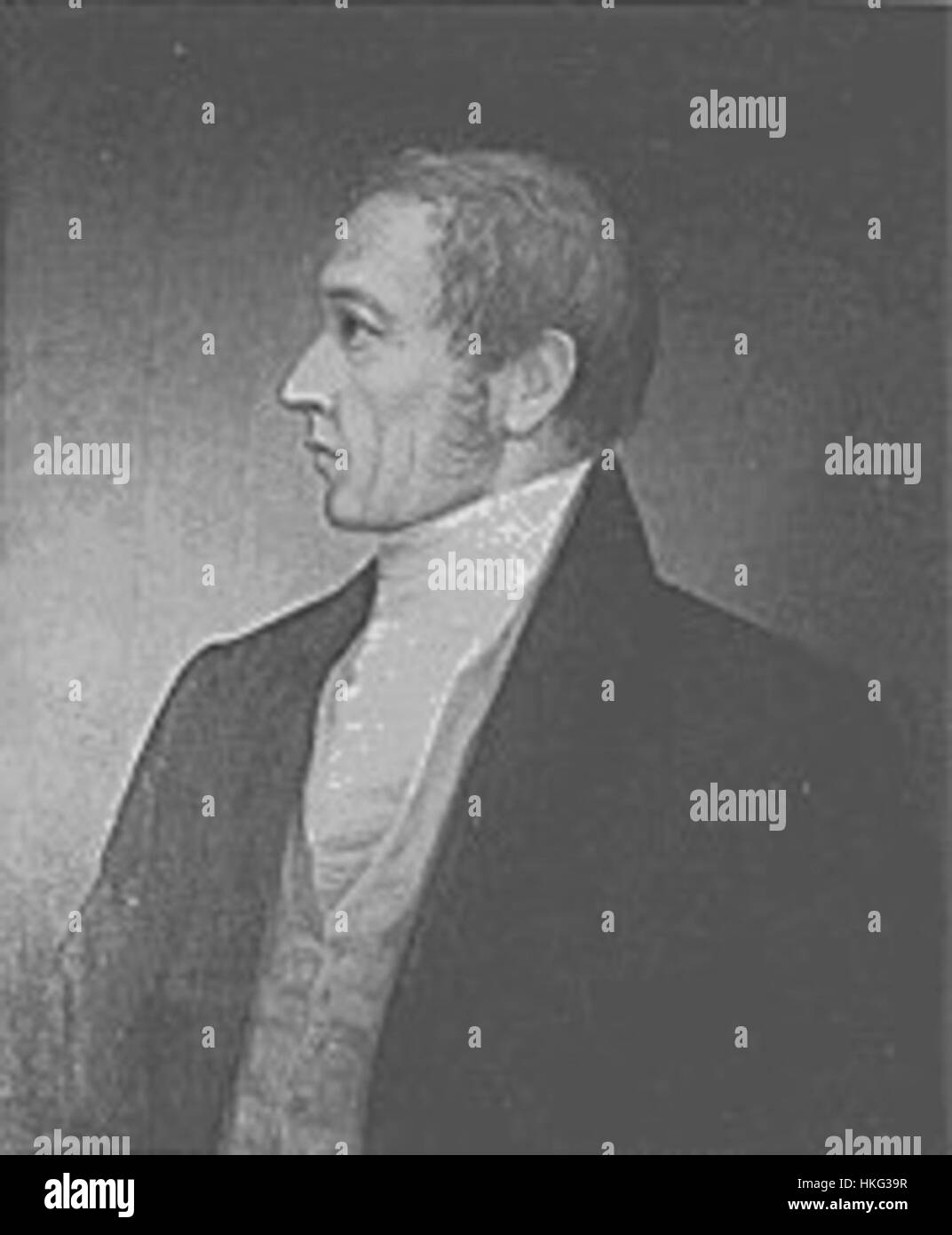 Ce portrait de John Bell, ancien gouverneur du New Hampshire, reflète son rôle dans la politique américaine du début du XIXe siècle. La peinture met en valeur son expression digne, soulignant son influence et son service pendant son mandat. Banque D'Images