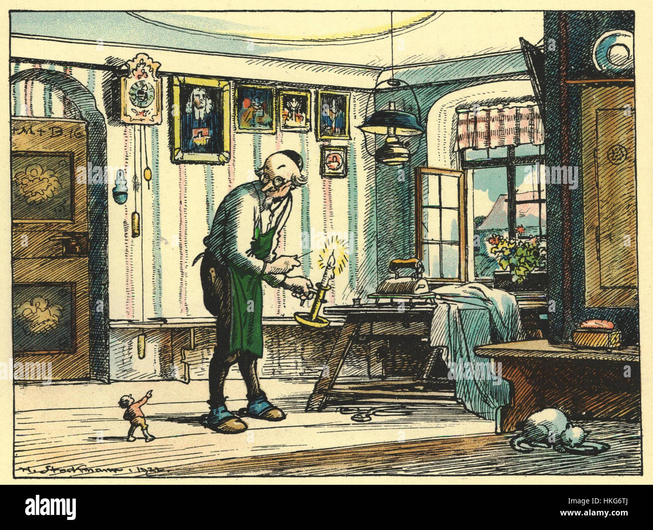 *Le voyage du petit Poucet*, œuvre illustrée des Frères Grimm, raconte l’histoire de Little Thumb, un conte populaire européen classique. Cette œuvre capture l’essence des contes de fées des frères Grimm, avec des illustrations complexes du voyage. Banque D'Images