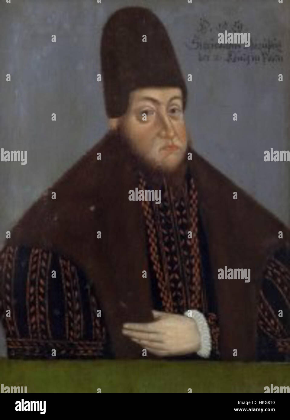 Ce portrait représente Sigismond Auguste II, dernier roi de Pologne et grand-duc de Lituanie, connu pour son rôle important dans les affaires politiques et militaires de la République polono-lituanienne à la fin du XVIe siècle. Banque D'Images