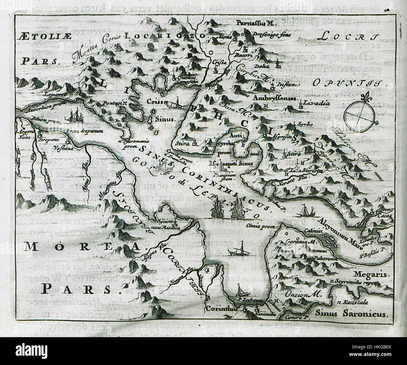 Cette gravure de 1688 par Olfert Dapper montre une carte de Morée, représentant la géographie de la région et son importance historique au XVIIe siècle. Banque D'Images