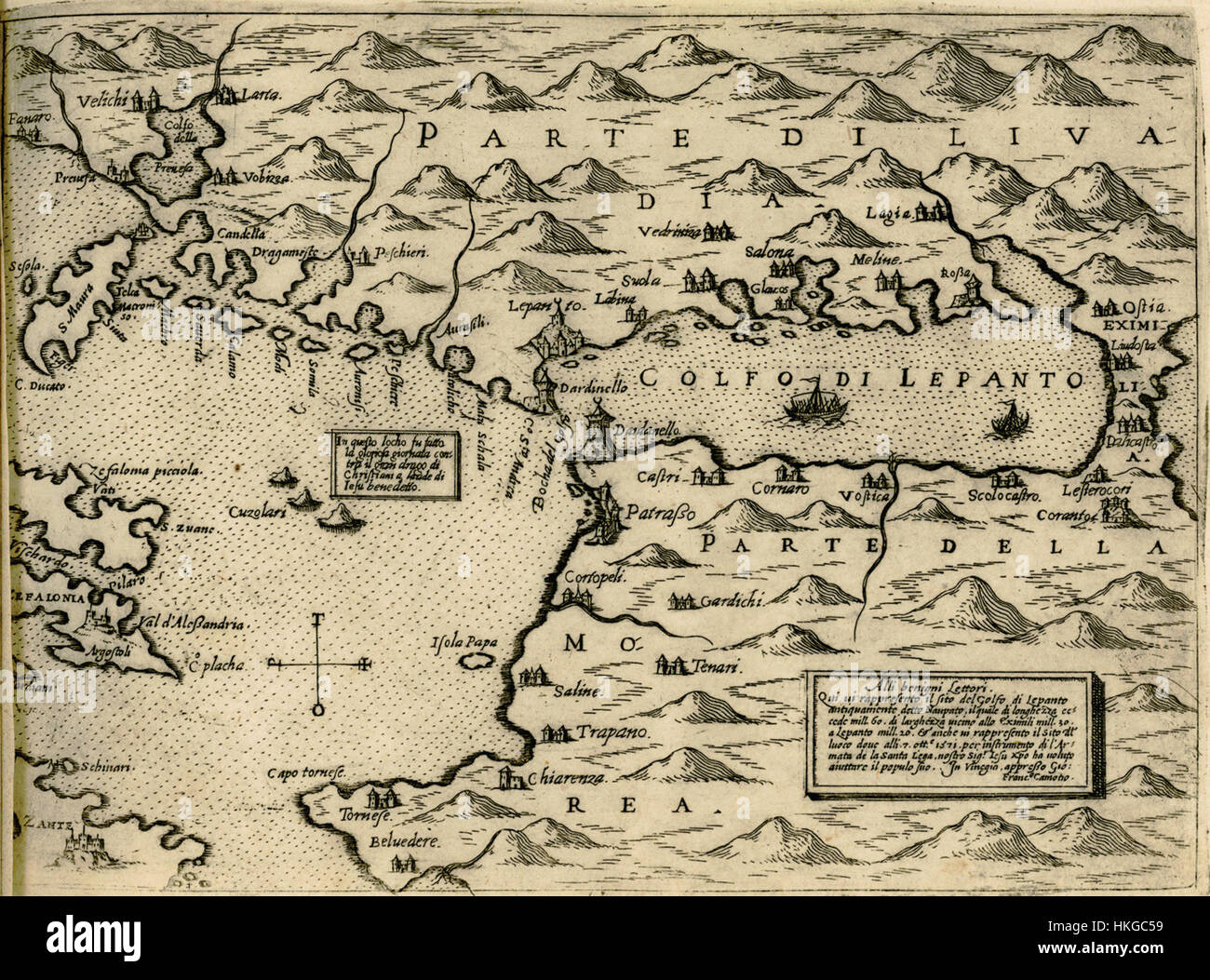 Plan de les golfes de Corinthe et de Patras Camocio Giovanni Francesco 1574 Banque D'Images