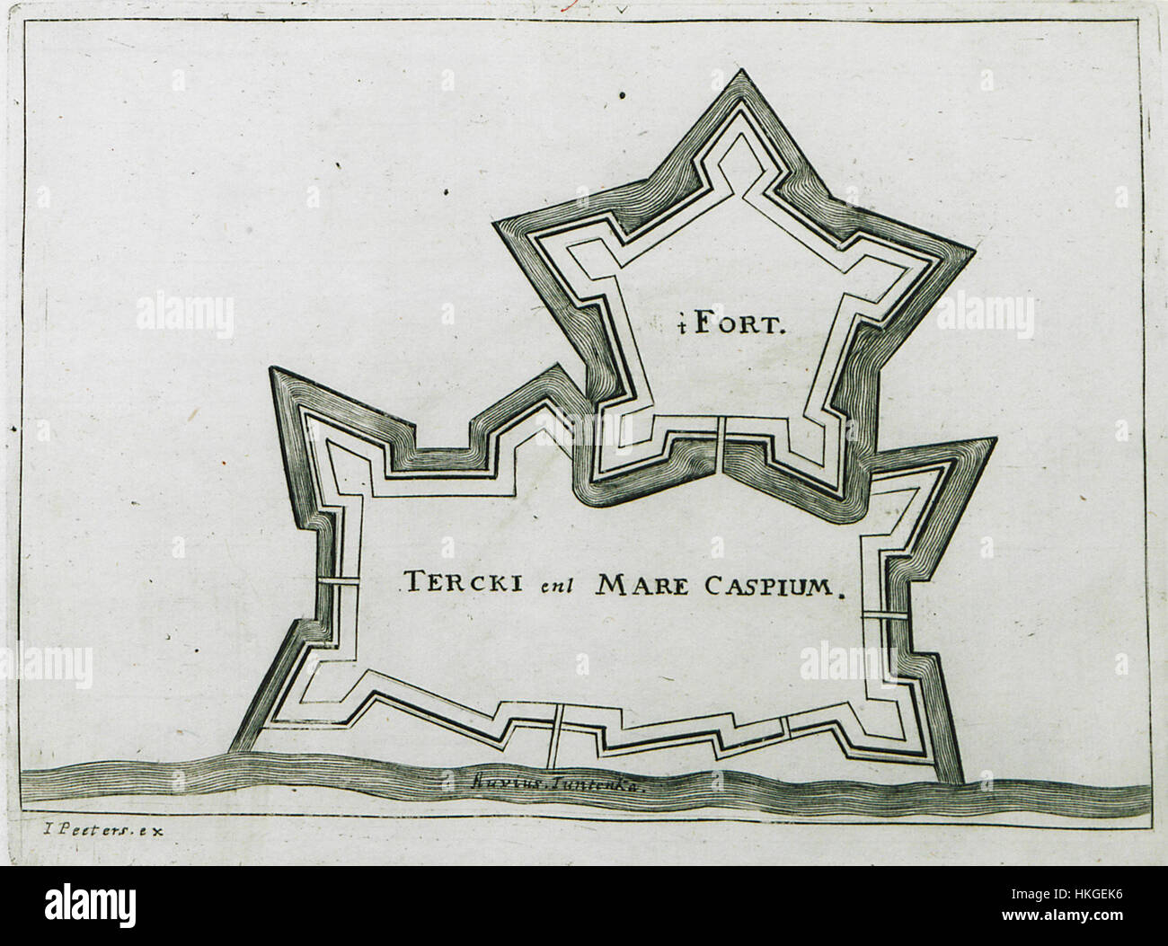 T' Fort Tercki ent Mare Caspium Peeters Jacob 1690 Banque D'Images