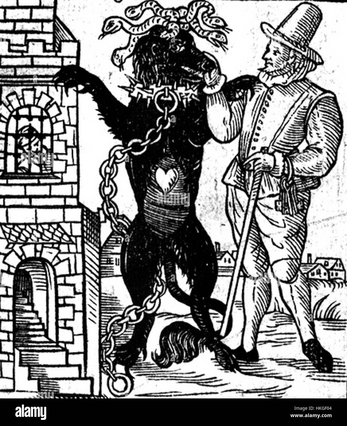 « Le chien noir de Newgate » est une œuvre d'art historique inspirée du conte notoire entourant la prison de Newgate à Londres. La pièce capture l'atmosphère mystérieuse et étrange qui entoure le légendaire chien noir qui hanterait la prison au XVIIIe siècle. Banque D'Images