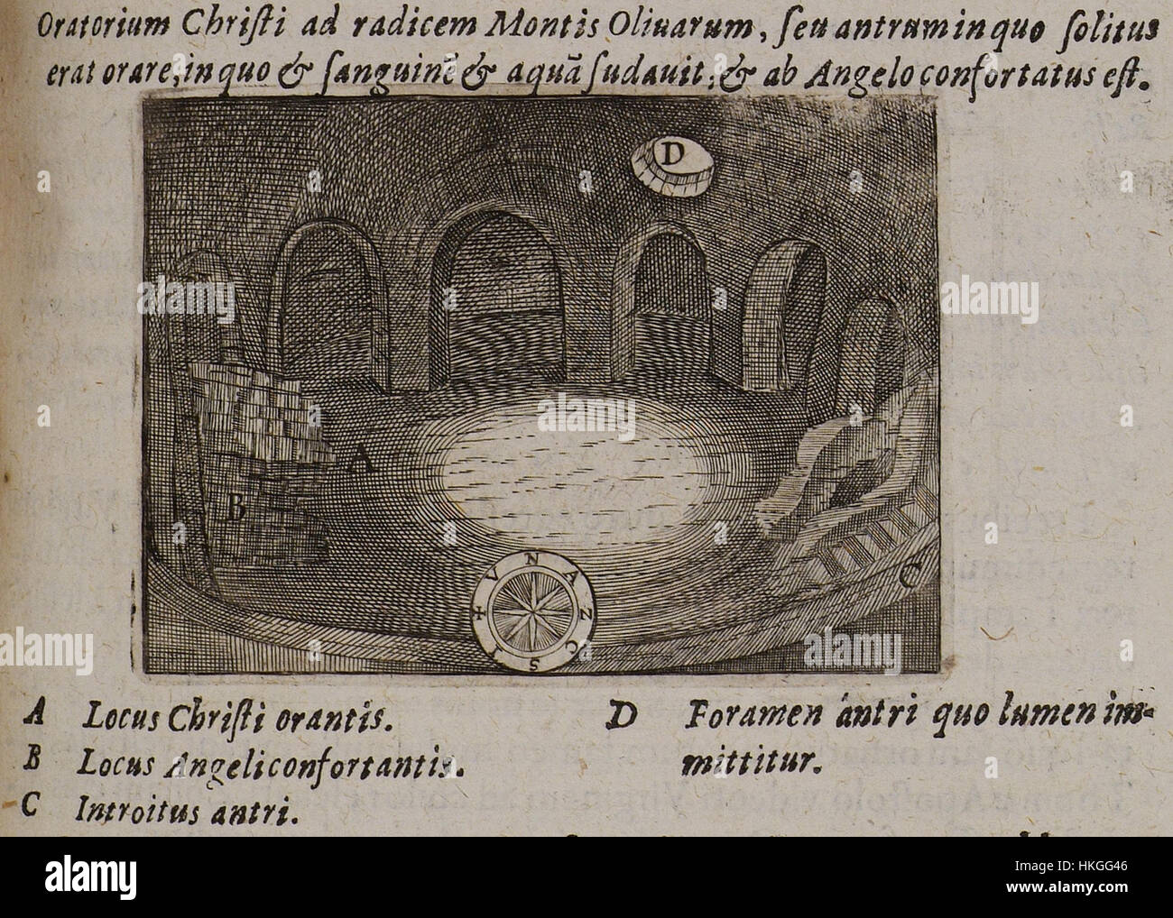 Oratorium Christi ad radicem Montis Olivarum, antre seu in quo solitus erat orare, in quo et optimiste et aqua, Cootwijck sudavit Johannes Van 1619 Banque D'Images