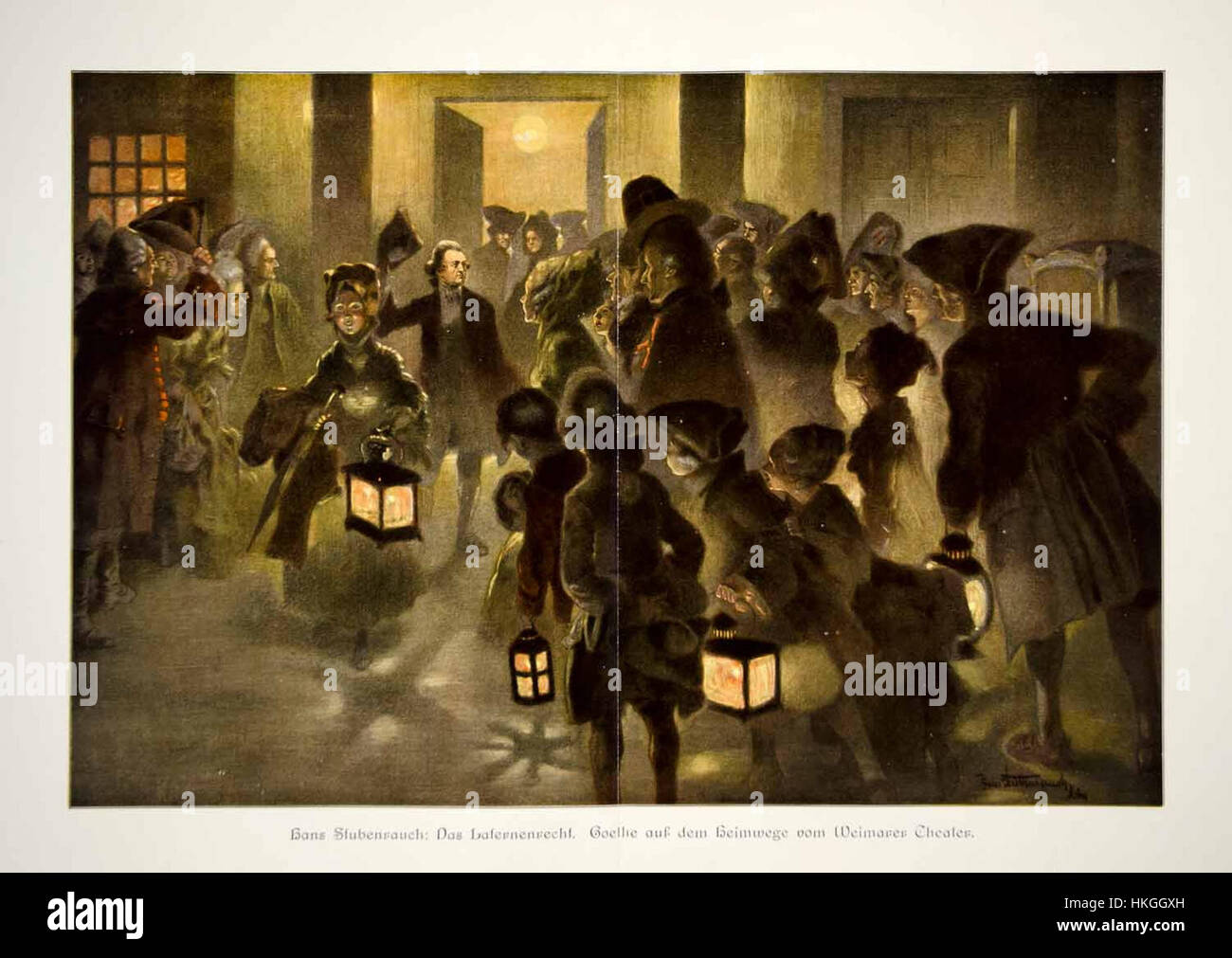 'DAS Laternenrecht' est une œuvre d'art allemande illustrant le droit à la lumière ou la réglementation de l'éclairage public. Il est une représentation de l'histoire juridique et sociale allemande du XIXe siècle, mettant en évidence les droits civiques et l'infrastructure urbaine de l'époque. Banque D'Images